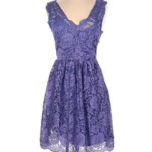 Madison Marcus Boho Lace Silk Sleeveless Fit & Flare Dress Blue Purple Sz S